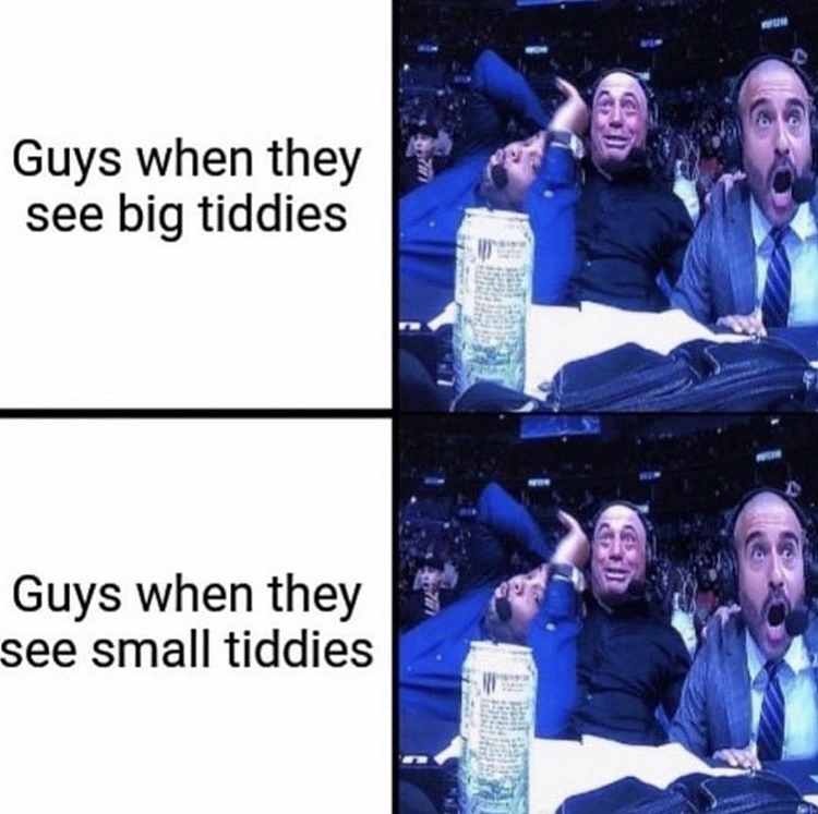 joe rogan ufc meme - www Guys when they see big tiddies Guys when they see small tiddies