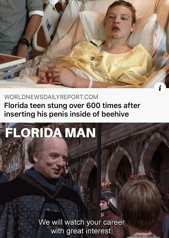 florida teen stung 600 times - Worldnewsdailyreport.Com Florida teen stung over 600 times after inserting his penis inside of beehive Florida Man We will watch your career with great interest.