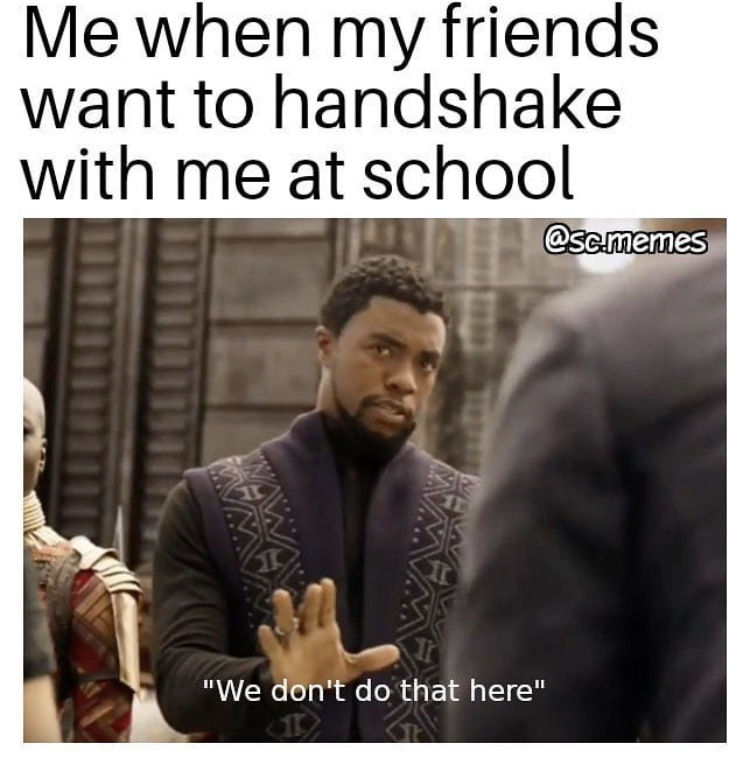 we dont do that here memes - Me when my friends want to handshake with me at school .memes Vm "We don't do that here"