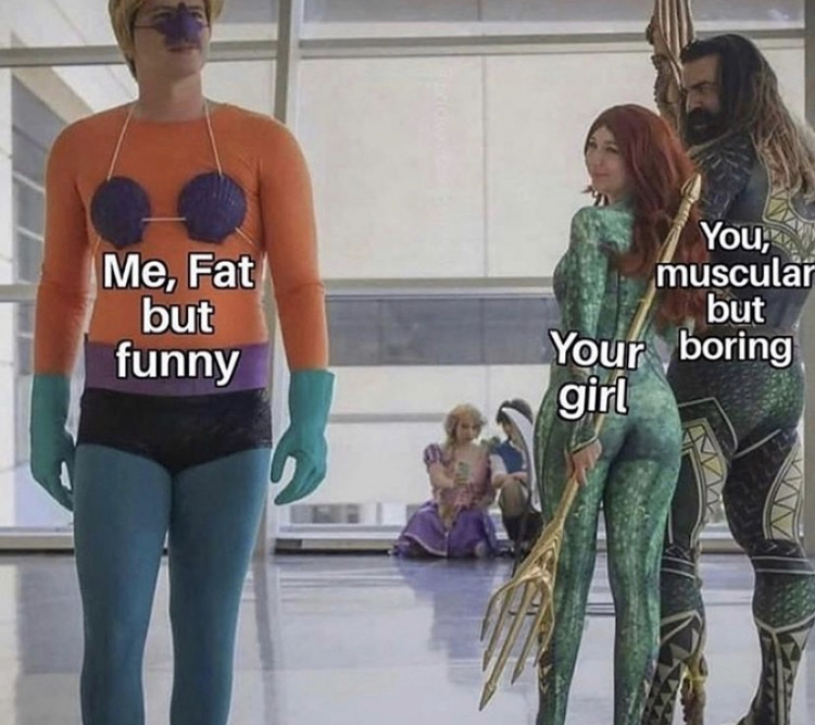 barnacle boy meme template - Me, Fat but funny You, muscular but Your boring girl