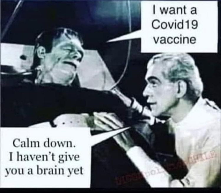 I want a Covid19 vaccine Calm down. I haven't give you a brain yet