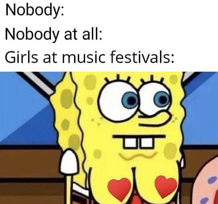 weird spongebob - Nobody Nobody at all Girls at music festivals
