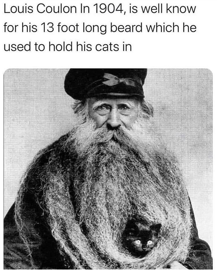 louis coulon - Louis Coulon In 1904, is well know for his 13 foot long beard which he used to hold his cats in