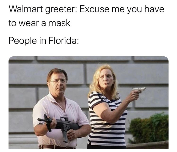 presentation - Walmart greeter Excuse me you have to wear a mask People in Florida