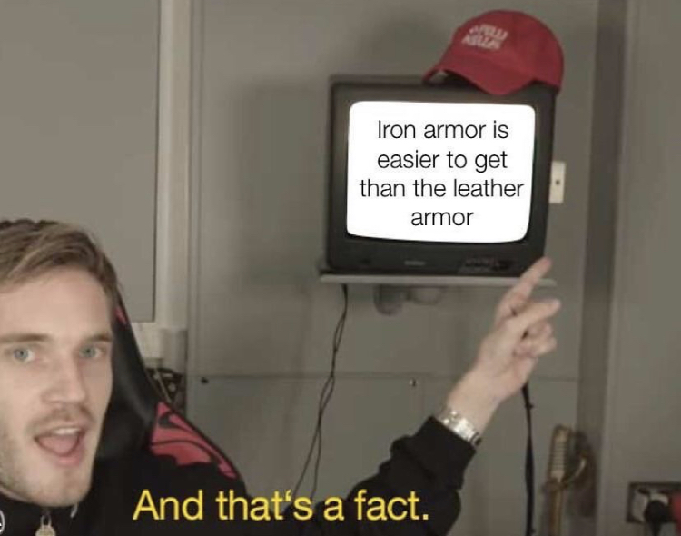 that's a fact meme - Iron armor is easier to get than the leather armor And that's a fact.