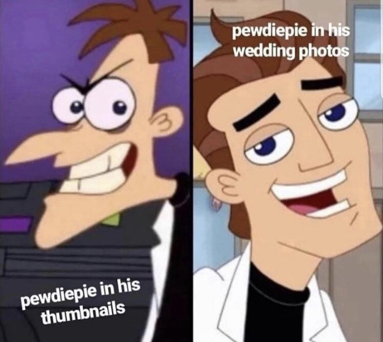 pewdiepiesubmissions phineas and ferb memes - pewdiepie in his wedding photos pewdiepie in his thumbnails