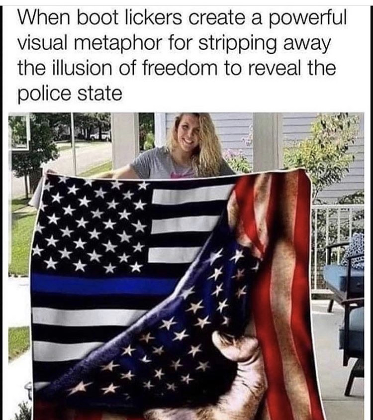 police state usa - When boot lickers create a powerful visual metaphor for stripping away the illusion of freedom to reveal the police state