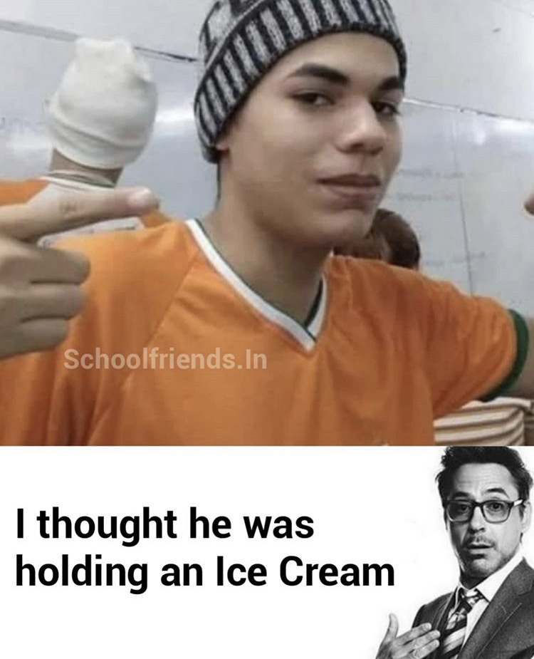 photo caption - Schoolfriends. In I thought he was holding an Ice Cream