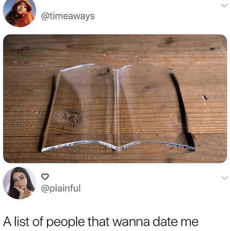 clear acrylic book weight - A list of people that wanna date me