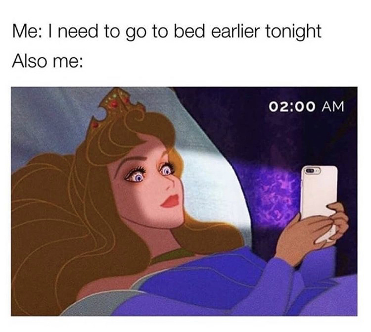 princess meme - Me I need to go to bed earlier tonight Also me