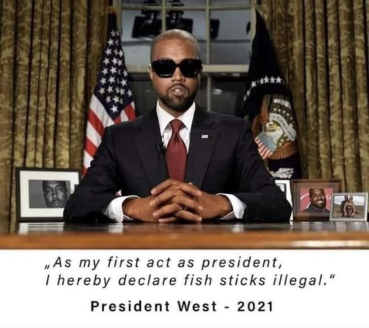 obama speaking from oval office - As my first act as president, I hereby declare fish sticks illegal." President West 2021