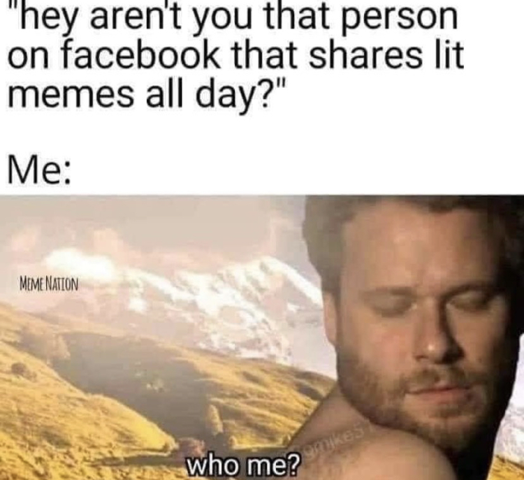 because you re essential meme - "hey aren't you that person on facebook that lit memes all day?" Me Meme Nation who me? grikes