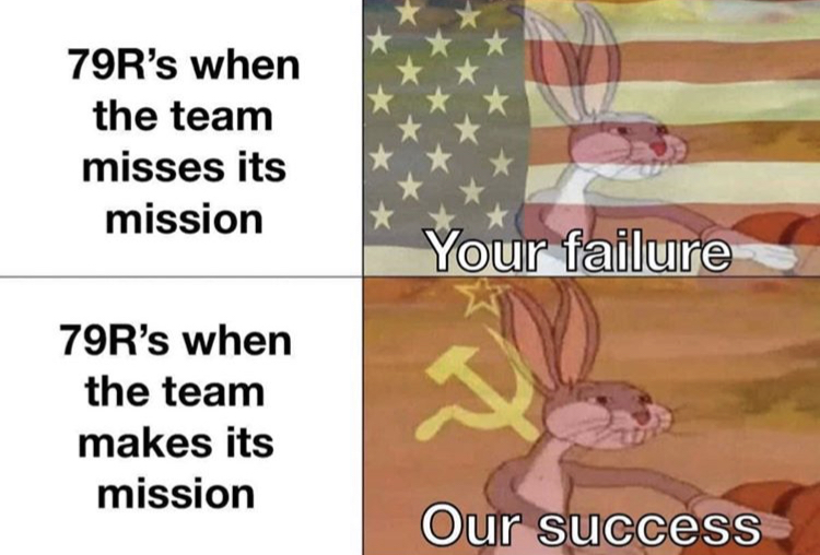meme bugs bunny - 79R's when the team misses its mission Your failure 79R's when the team makes its mission a Our success