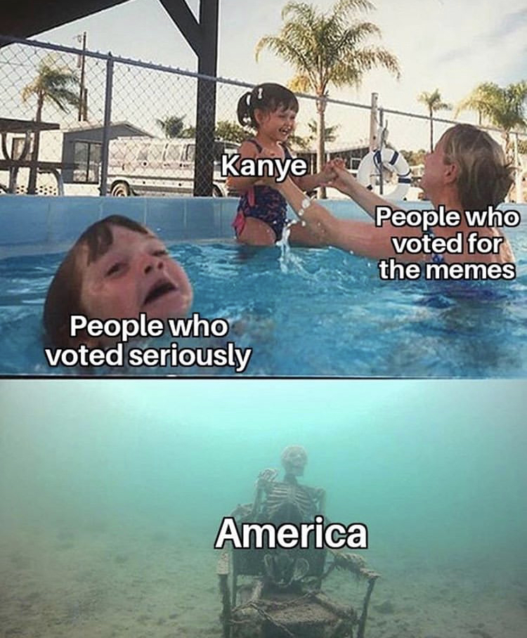 Kanye People who voted for the memes People who voted seriously America