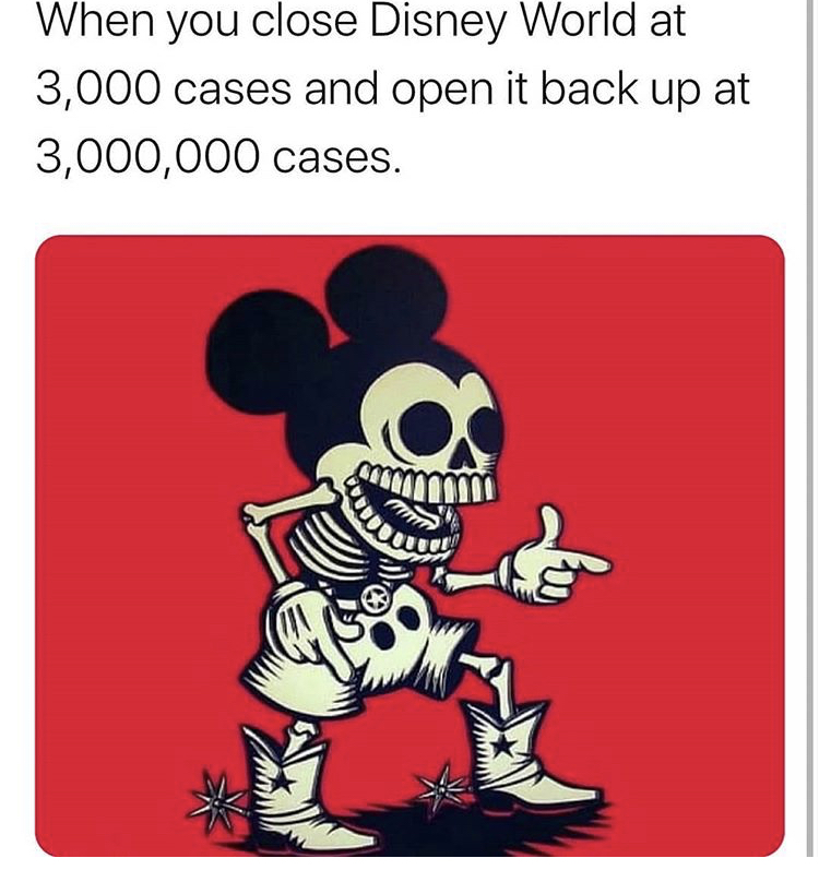 mickey mouse skull - When you close Disney World at 3,000 cases and open it back up at 3,000,000 cases. mm