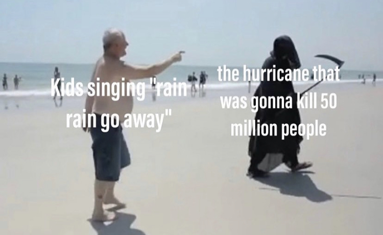 photograph - Kids singing "rain rain go away" the hurricane that was gonna kill 50 million people
