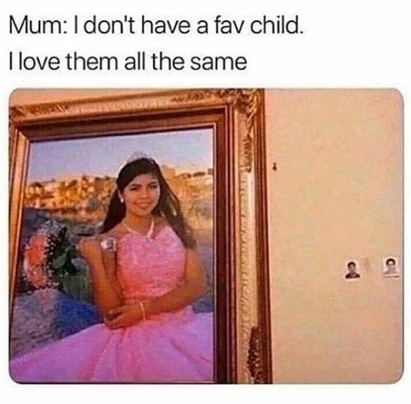 don t have a favorite child meme - Mum I don't have a fav child. I love them all the same
