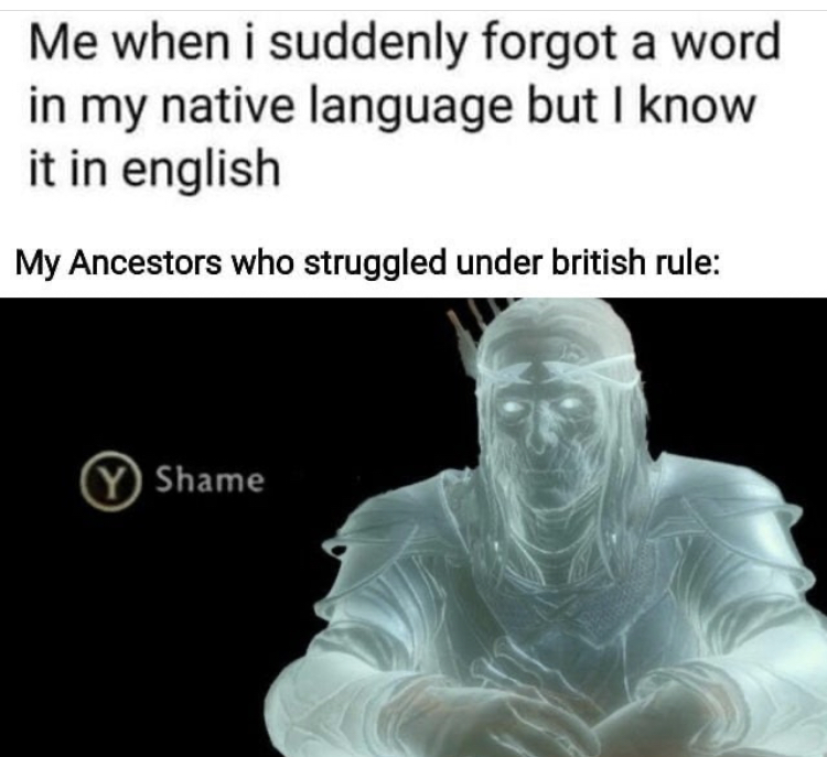 shame meme lord of the rings - Me when i suddenly forgot a word in my native language but I know it in english My Ancestors who struggled under british rule Y Shame