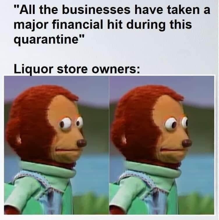 nbn covid 19 meme - "All the businesses have taken a major financial hit during this quarantine" Liquor store owners