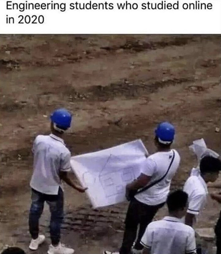 Engineering students who studied online in 2020