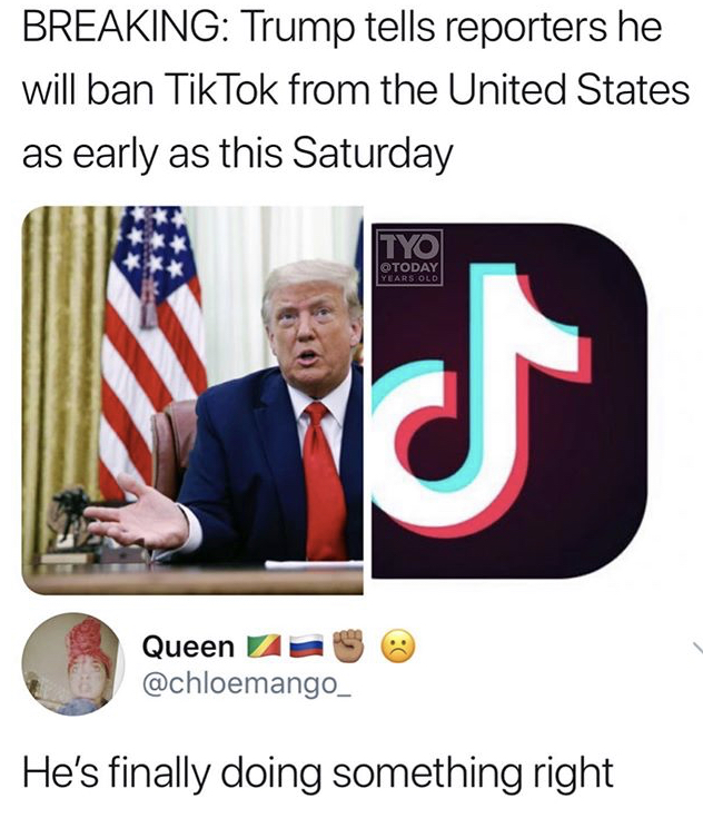 president donald trump - Breaking Trump tells reporters he will ban TikTok from the United States as early as this Saturday Tyo Today Years Old 5 Queen He's finally doing something right