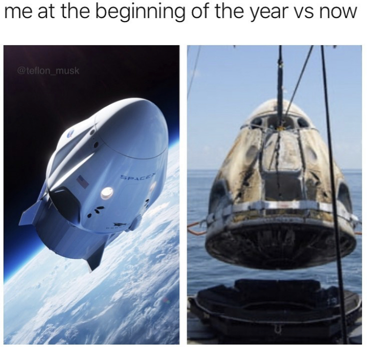 SpaceX - me at the beginning of the year vs now 19 teton musk