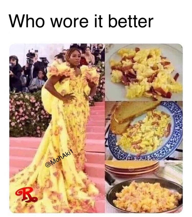 kylie jenner met gala 2019 memes - Who wore it better scrambled egg dress