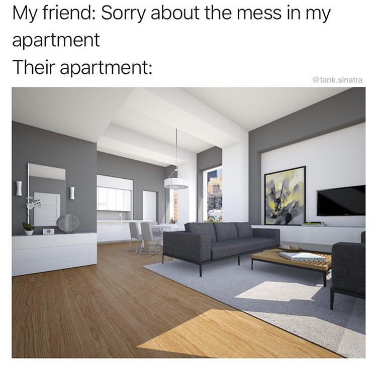 My friend Sorry about the mess in my apartment Their apartment