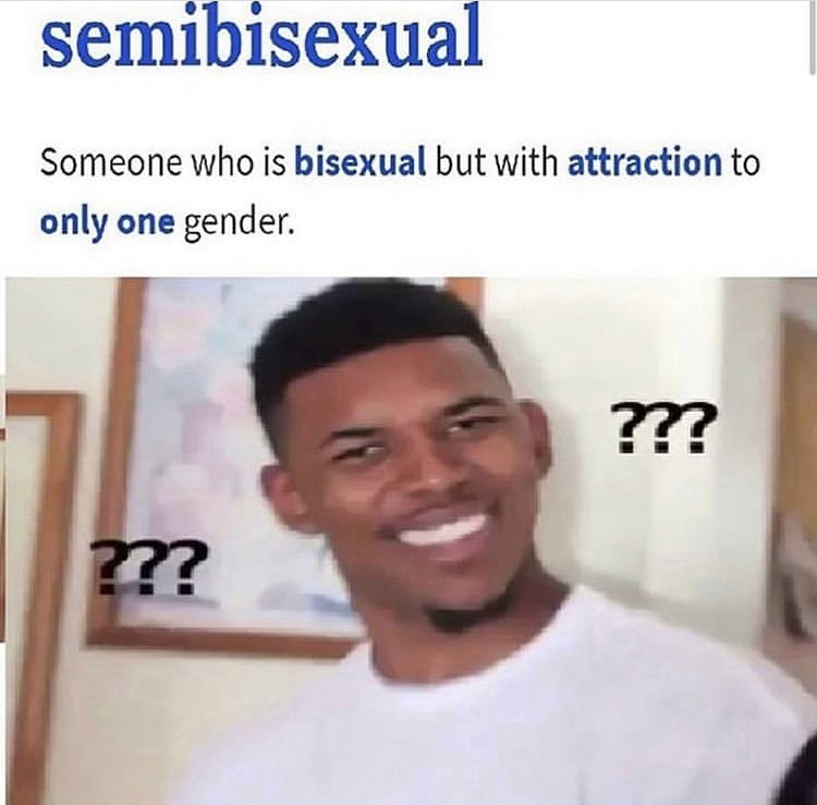 semibisexual Someone who is bisexual but with attraction to only one gender. ???? m?