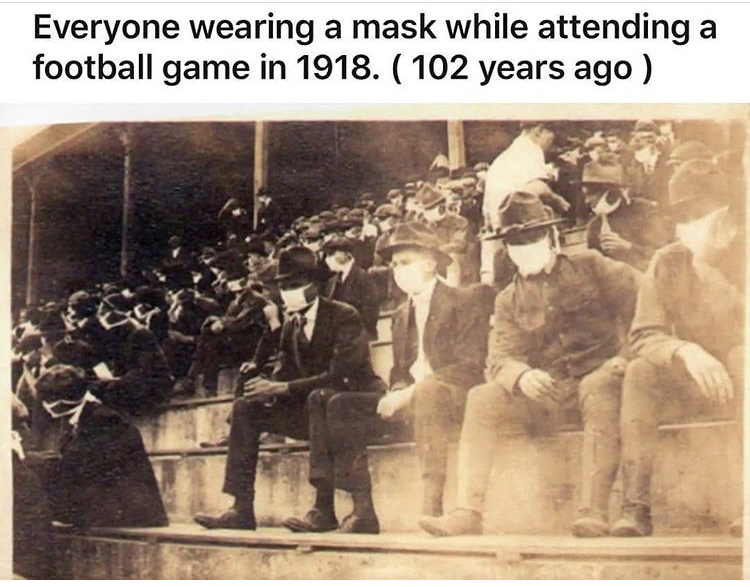 1918 georgia tech football - Everyone wearing a mask while attending football game in 1918. 102 years ago