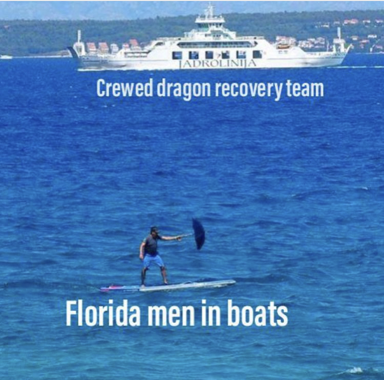 Crewed dragon recovery team Florida men in boats