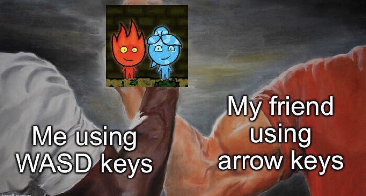 my dick hurts meme - Me using Wasd keys My friend using arrow keys