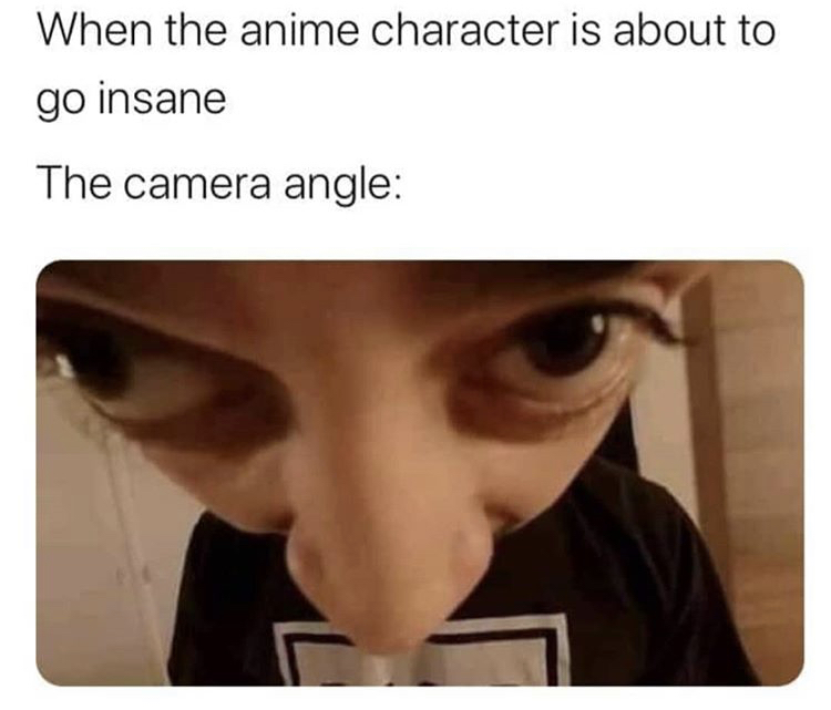 anime character about to go insane meme - When the anime character is about to go insane The camera angle