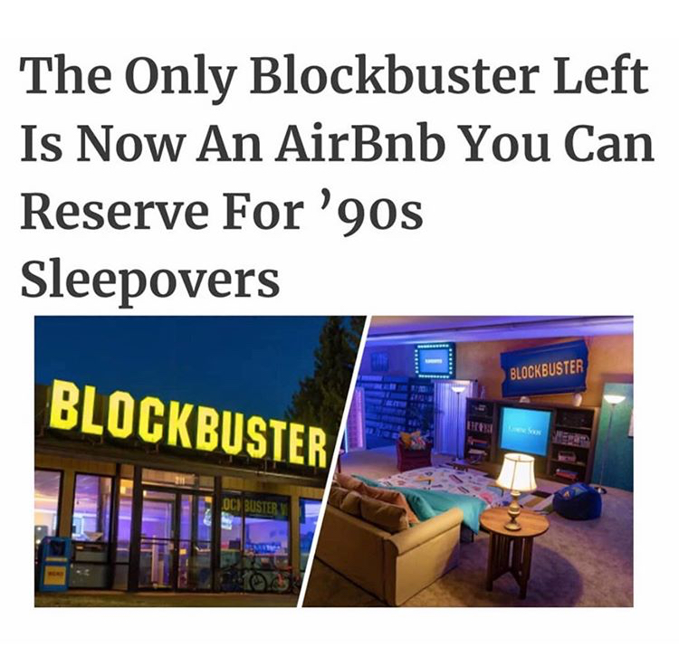 blockbuster - The Only Blockbuster Left Is Now An AirBnb You Can Reserve For '90s Sleepovers Blockbuster Blockbuster Och Bustery