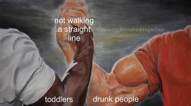 agreement meme template - not walking a straight line toddlers drunk people