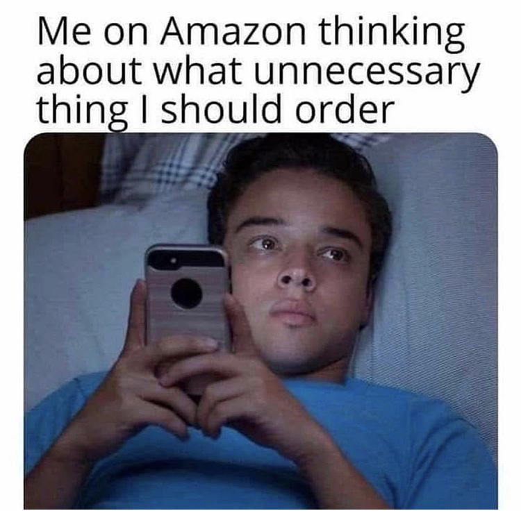 Me on Amazon thinking about what unnecessary thing I should order
