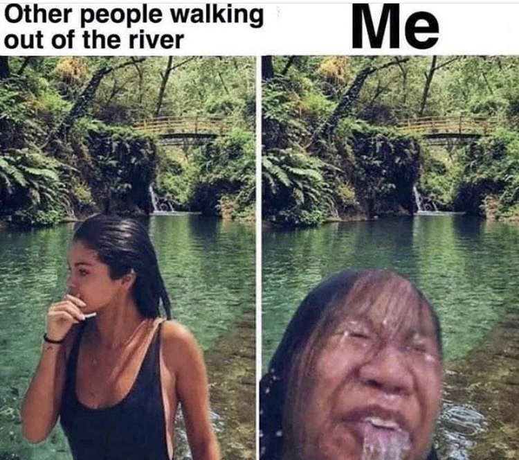 Other people walking out of the river Me