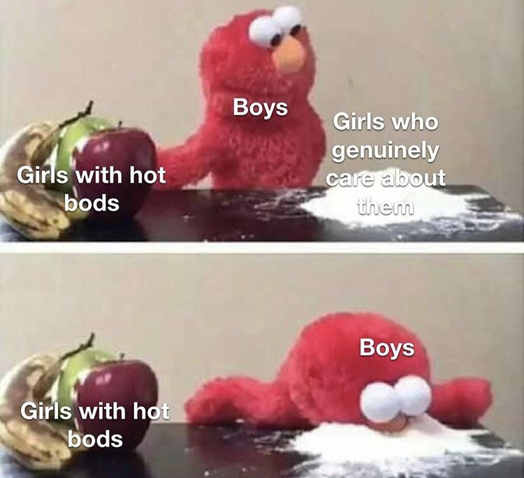 bathroom during lunch meme - Boys Girls with hot bods Girls who genuinely care about them Boys Girls with hot bods