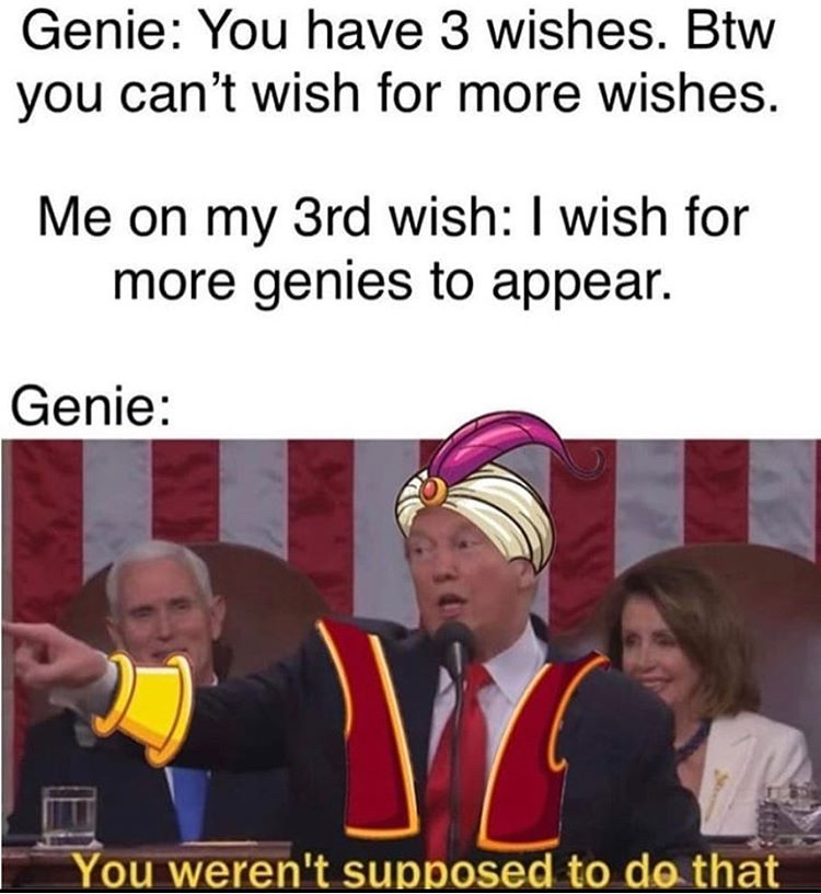 best pubg memes - Genie You have 3 wishes. Btw you can't wish for more wishes. Me on my 3rd wish I wish for more genies to appear. Genie You weren't supposed to do that