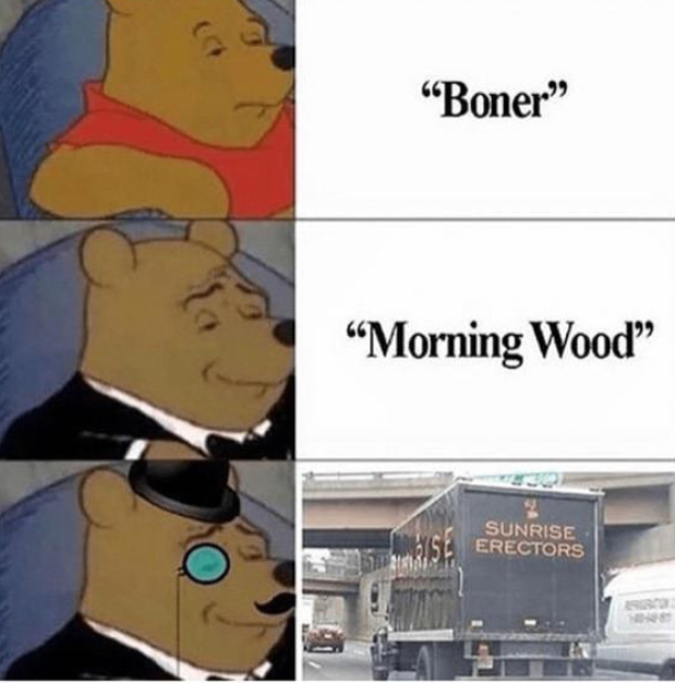 boner meme - "Boner" Morning Wood" ass Sunrise Erectors