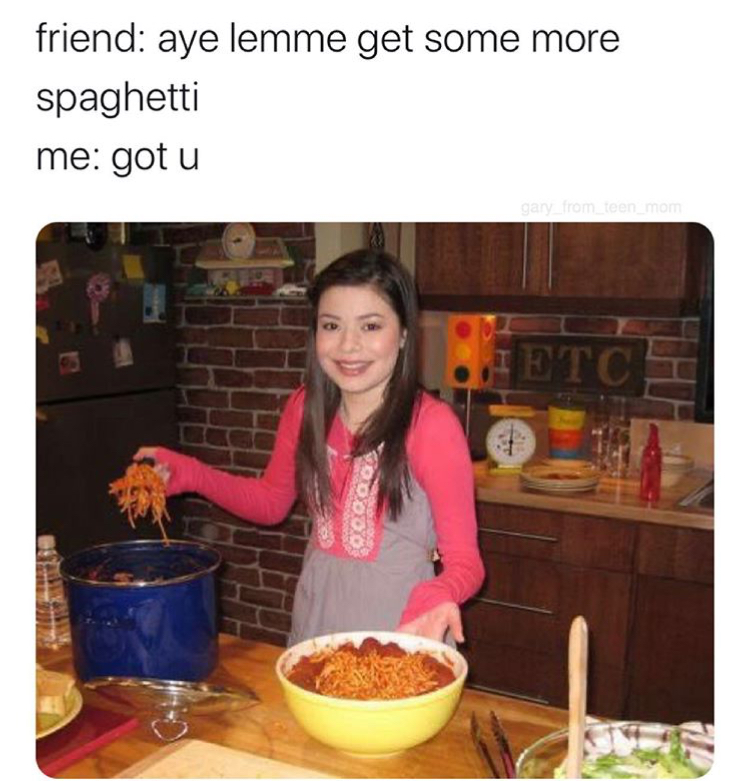 cursed images icarly - friend aye lemme get some more spaghetti me got u gary from teen_mom Etc T Soos
