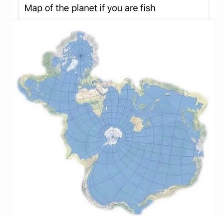 world map according to fish - Map of the planet if you are fish