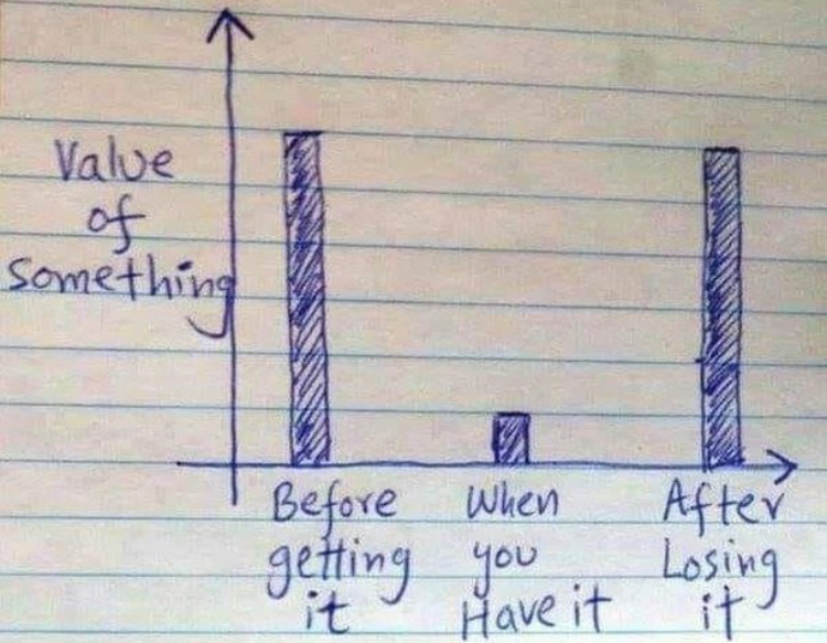 value of something - Value of f something Before when getting you it After Losing it Have it