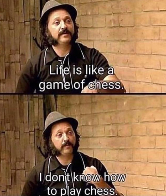 life is like a game of chess meme - Life is a gamelof chess. I don't know how to play chess.