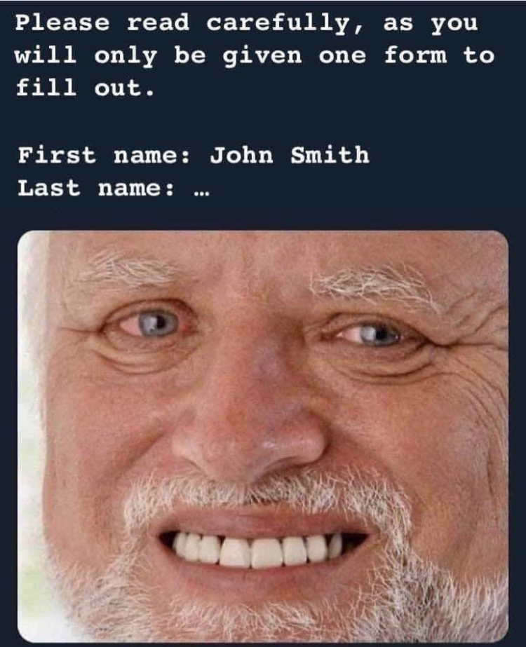 first name john smith last name - Please read carefully, as you will only be given one form to fill out. First name John Smith Last name ...