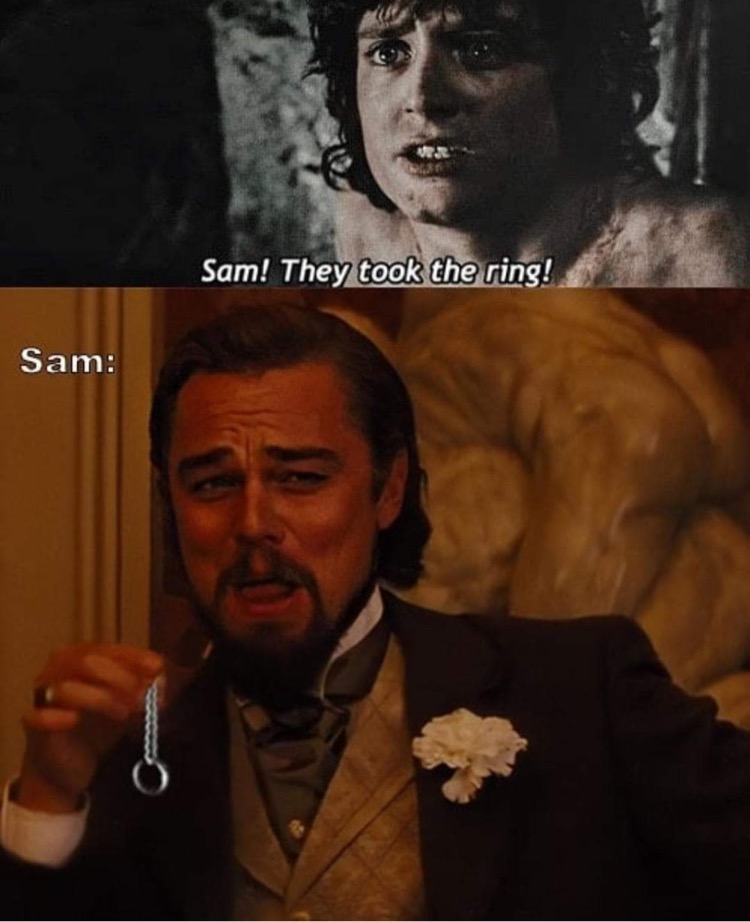 leonardo dicaprio laughing meme - Sam! They took the ring! Sam