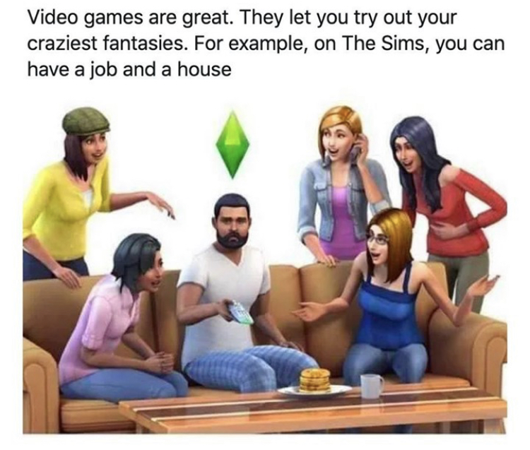 savage sims memes - Video games are great. They let you try out your craziest fantasies. For example, on The Sims, you can have a job and a house