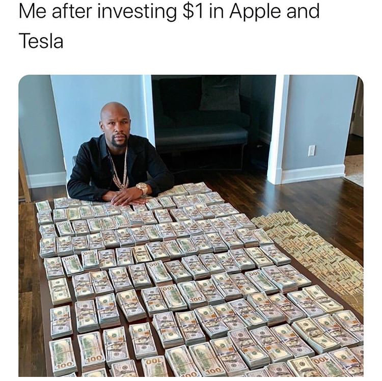 floyd mayweather instagram - Me after investing $1 in Apple and Tesla . Ca Too Qol 500