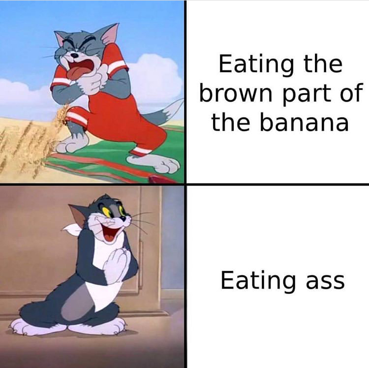 cartoon - Eating the brown part of the banana Eating ass