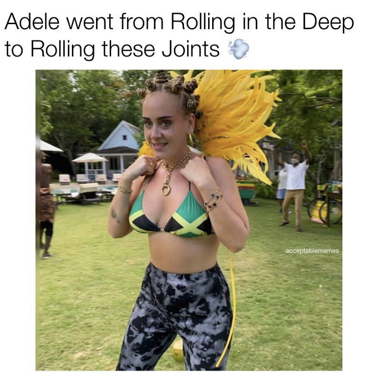 Adele - Adele went from Rolling in the Deep to Rolling these Joints acceptablememes